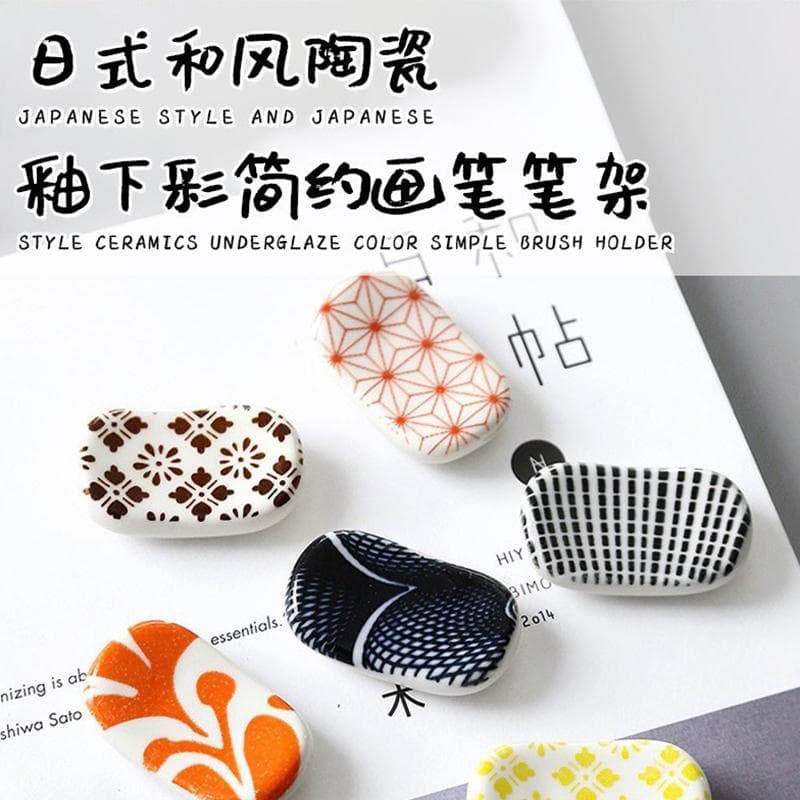 Suporte de caneta criativo de cerâmica estilo japonês cerâmica Underglaze cor escova caneta titular pequena mesa de pedr