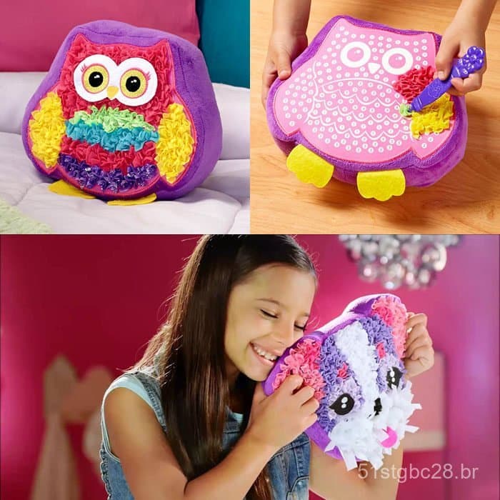Kit de material para almofada de pelúcia artesanal DIY para meninas e crianças, fabricado nos EUA.