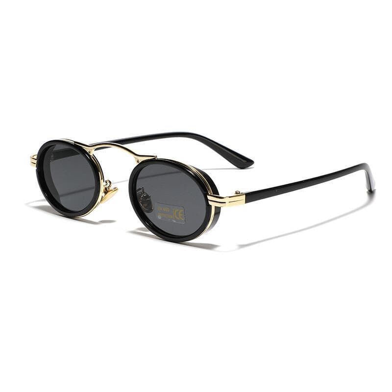 Óculos de Sol Pequenos Estilo Punk com Proteção UV400, Moda 2026, Óculos de Sol Ovais Vintage com Armação de Metal para