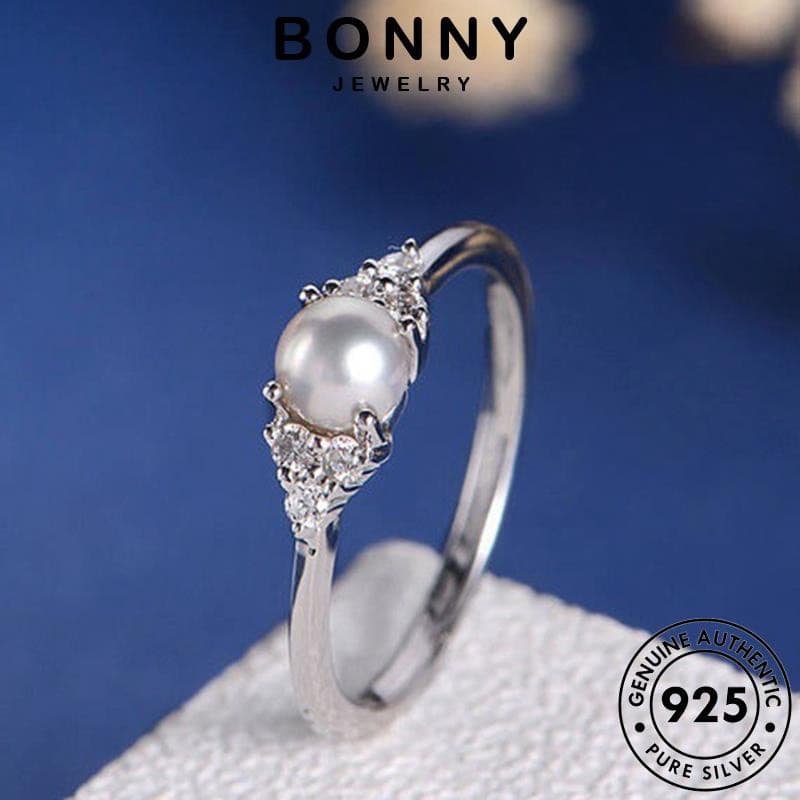 BONNY JEWELRY Anéis Originais Ouro 925 Moda Prata Mulher Pérola R106