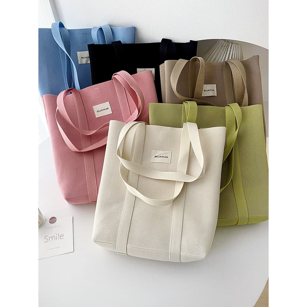Japão japão coreia do sul novo estilo cor sólida bolsa de ombro de malha simples fresco All-Match bolsa grande capacidad