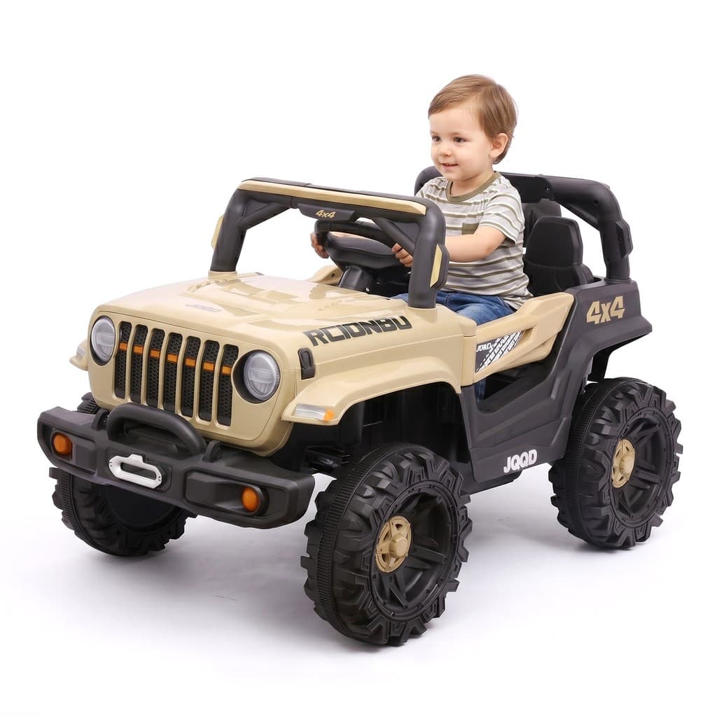 Carro Elétrico Infantil Jipe Off Road Bege 12v Com Controle Remoto Luzes E Sons - Zippy Toys