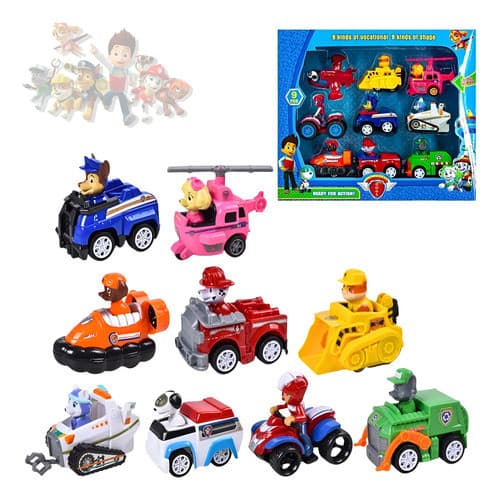 Kit Patrulha Canina 9 Carrinhos Fricção Brinquedos Coleção
