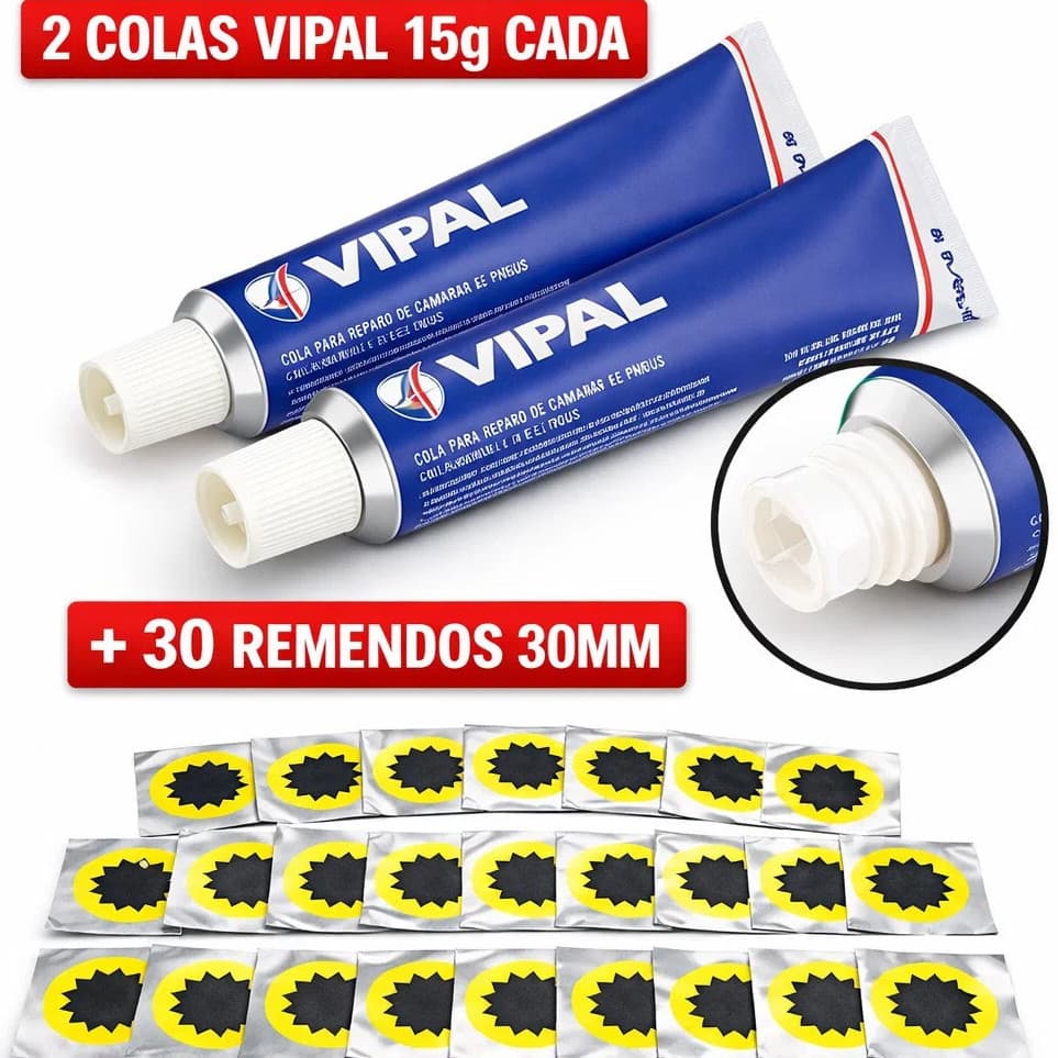 REMENDOS R00 + COLA VIPAL KIT REMENDO PNEU BIKE BICICLETA CAMARA DE AR - COMPRE AGORA SEU KIT REPARO
