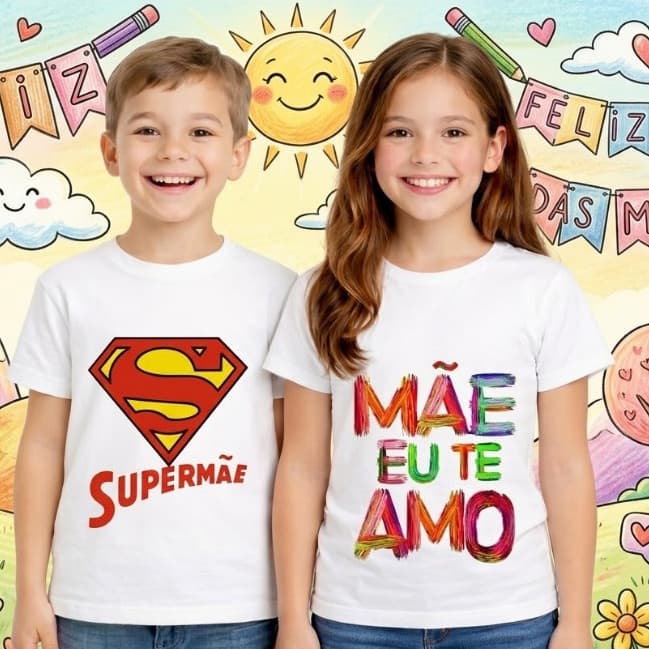 Camiseta Camisa T-shirt Blusa Infantil Dia das Mães Feliz dia das Mães Mãe