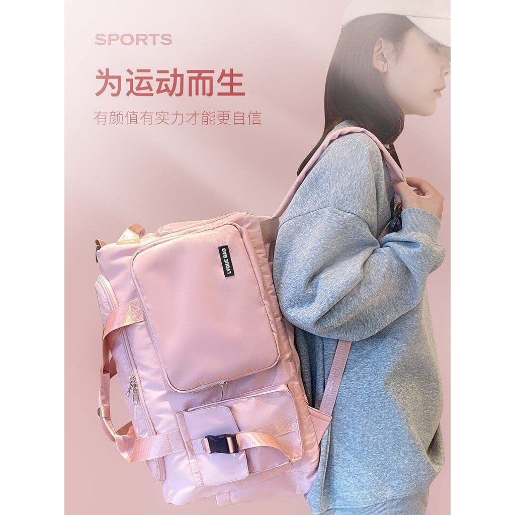 Bolsa de viagem de grande capacidade, bolsa de ginástica para treinamento esportivo feminino, multifuncional, dupla util