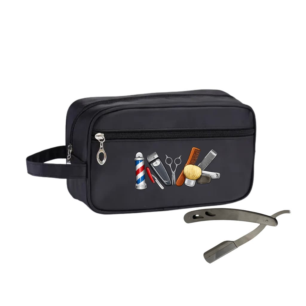 Bolsa Necessaire Barbeiro Cabelereiro com Navalha Navalhete