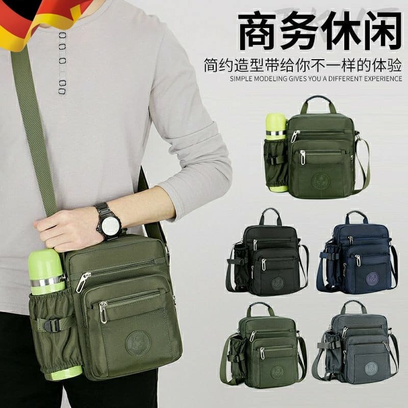 Nova bolsa masculina de náilon bolsa de ombro saco de garrafa de água Casual masculino feminino mesmo estilo Multi-compa