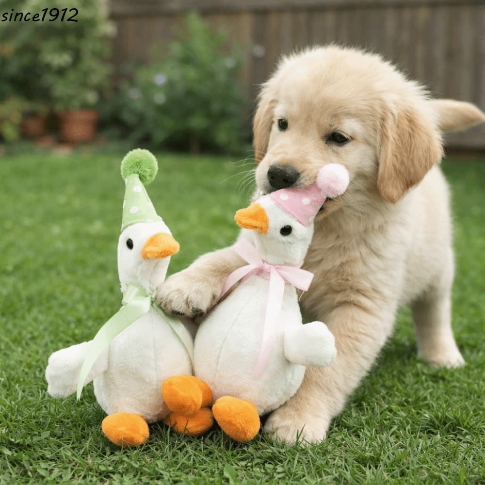 Desce Brinquedos De Pelúcia Para Cães , Mastigar Animais De Estimação De Ganso Branco Em Forma De , Boneca Interativa Fo