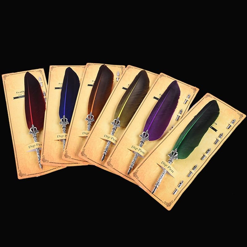 1 Conjunto Caneta Tinteiro Pena Caligrafia De Tinta De Luxo + 5 Pcs Nibb Fonte De Metal Para Fantasia Fontes Do Escritór