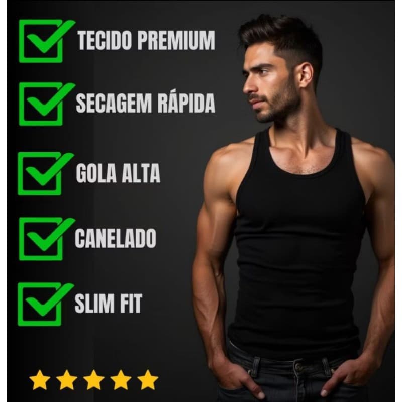Regata Canelada Slim Modelo Americano Suplex Premium