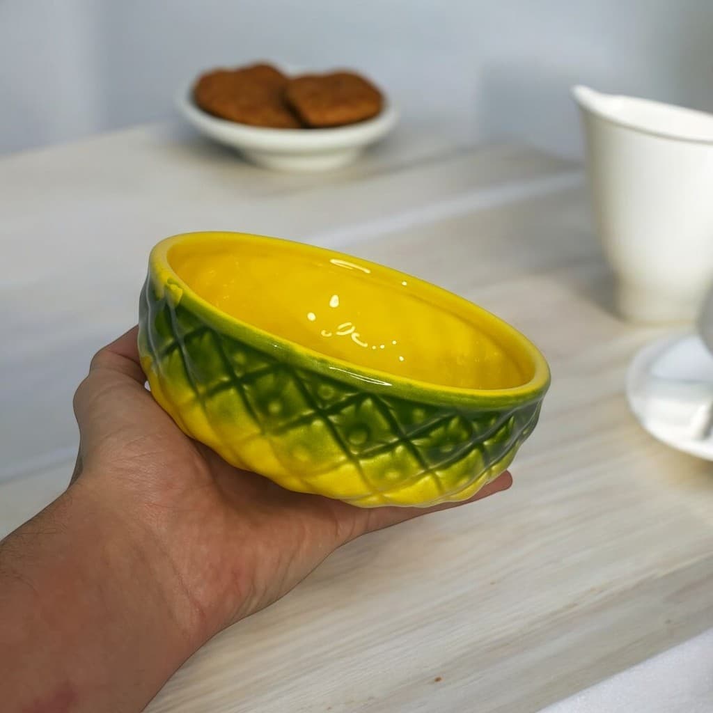 Tigela Bowl De Cerâmica Abacaxi Para Cozinha Frutas Cereais Salada e etc 600ml