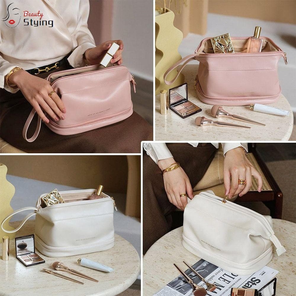 Organizador De Produtos De Higiene Pessoal Para Viagem GERYRUD , Bolsa Portátil De Maquiagem De Couro PU Cosmética De Ca