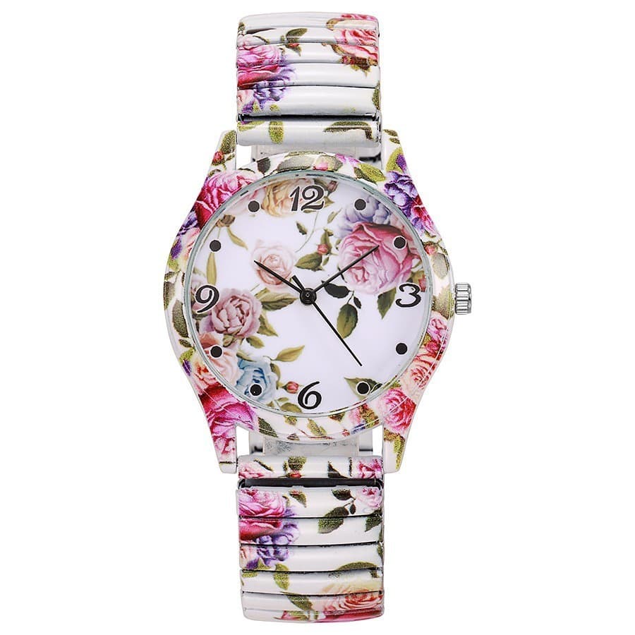 Novo estilo de moda impressão senhoras relógio elástico feminino relógio fabricante