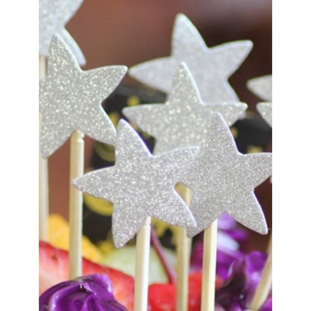 Frete grátis cartão de inserção de decoração de bolo Glitter dourado pequeno copo estrela de cinco pontas inserção bande