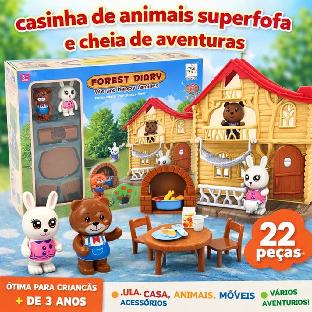 Kit Brinquedo Infantil Animais Realistas Plástico 22 Peças Com Acessórios Educativo