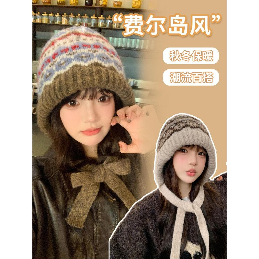 Phil Island Estilo Chapéu de Malha Feminino Inverno Mantendo Quente Balakrafa Outono Inverno Chapéu Inverno Empilhado Ch