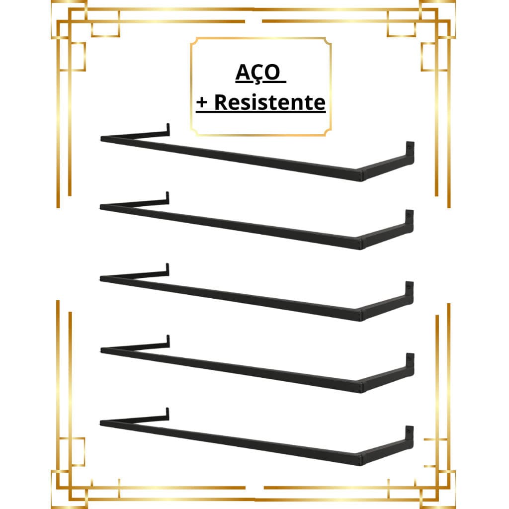 Kit 5 Arara De Parede 100cm Cabideiro Aço Resistente Organizador de Roupas Loja Closet Quarto