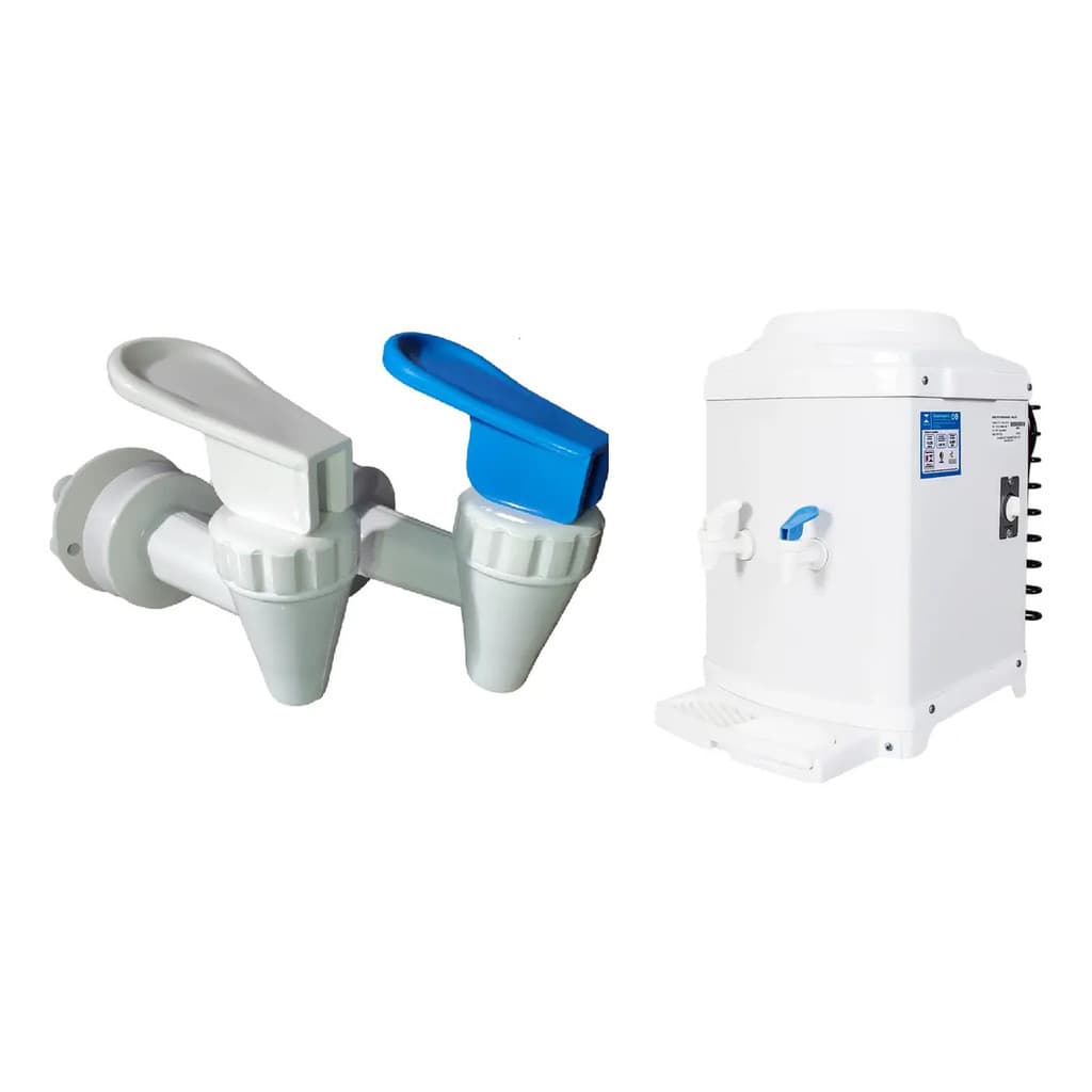 Kit De 2 Torneiras Branca E Branca Alav Azul Bebedouro Galão