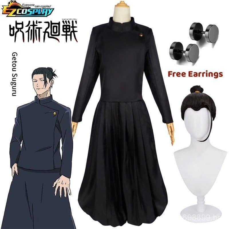 Fantasia de Cosplay do Anime Jujutsu Kaisen Geto Suguru para Homens Adultos, Camisa, Peruca e Uniforme Escolar Hal 5496