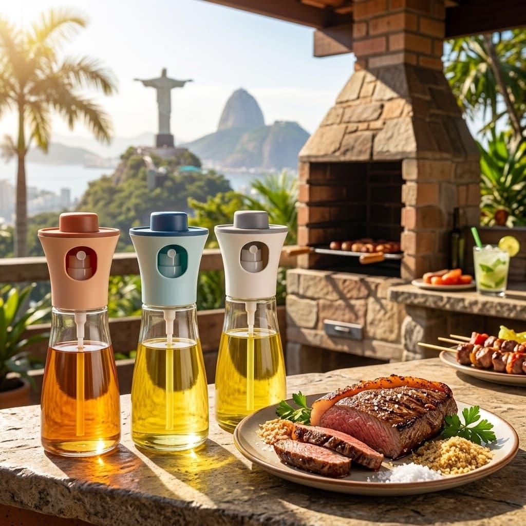 Borrifador de Azeite Spray de Óleo Vidro Recarregável Cozinha Saudável Controle de Medidas Spray de Alta Pressão