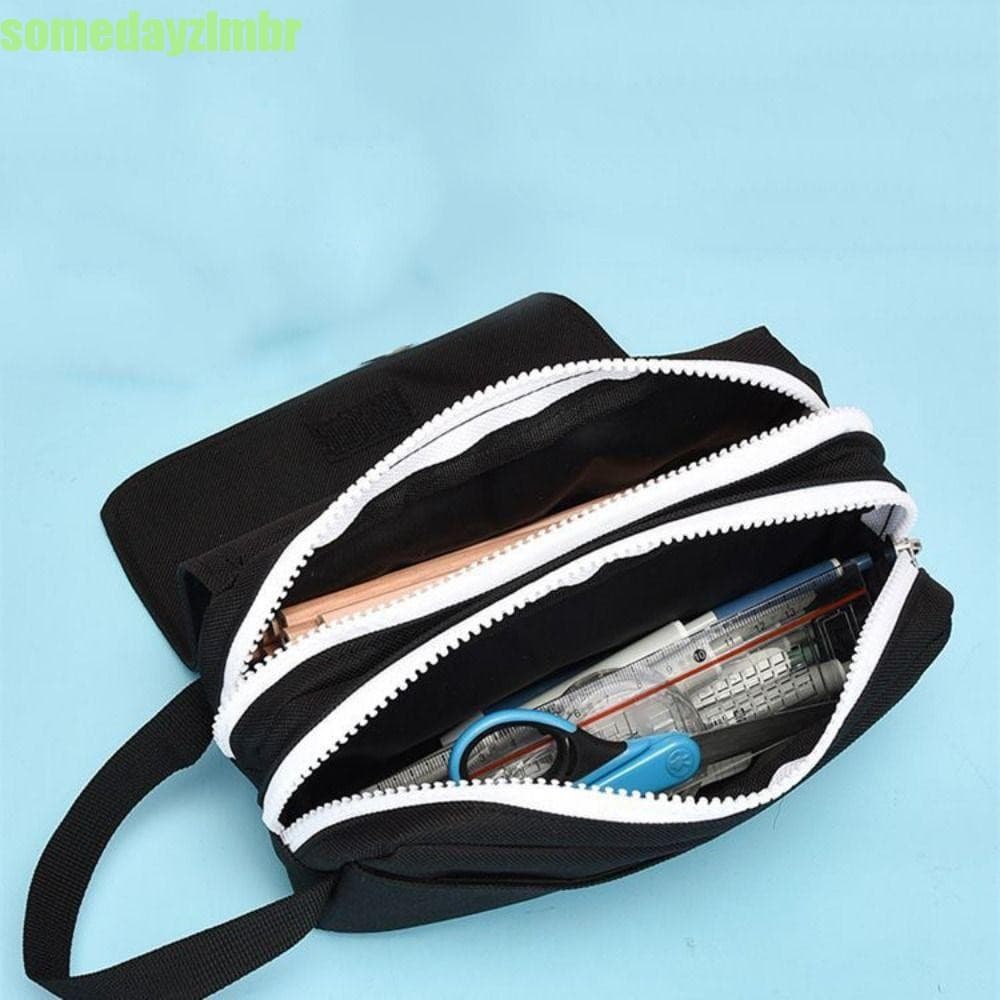 SOMEDAYZL0M Estojo Para Lápis , Bolsa Portátil Caneta De Grande Capacidade De Camada Dupla Resistente Ao Desgaste De Lon