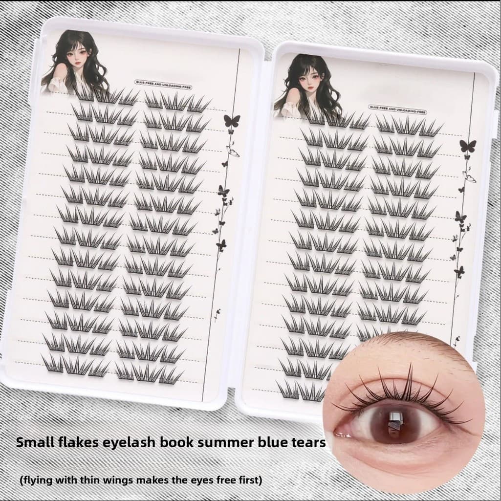 [Livro de cílios] Verão Azul Lágrimas Cílios Postiços Segmentados Pequeno Floco Natural Curling Único Cluster Recomendad