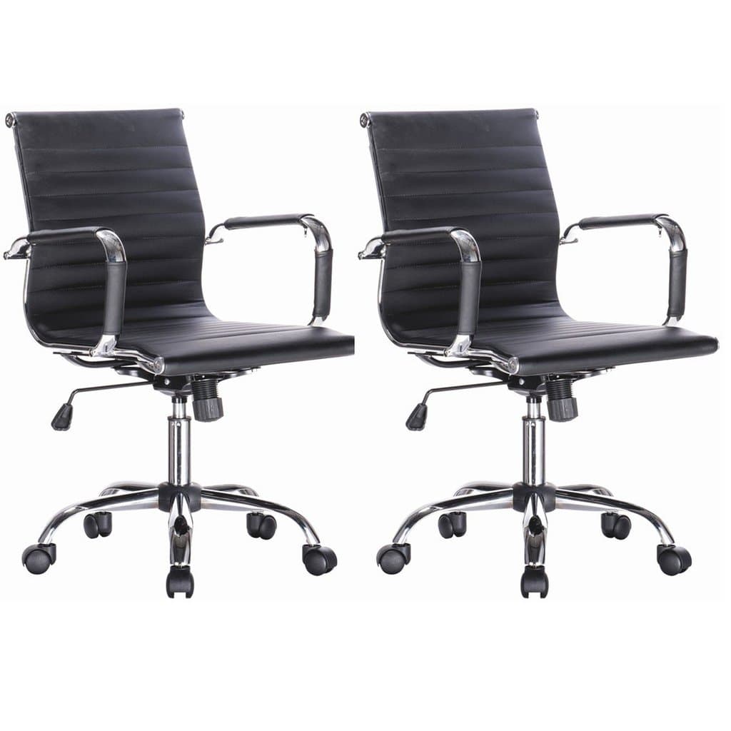 Kit 2 Cadeiras para Escritório Diretor Esteirinha Corino Office Preto Cadeira Diretor