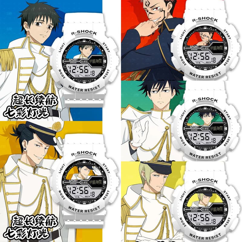 Spell Fighting Gojo Go Fu Hei Hui Knotweed Yuren Relógio eletrônico infantil desenho animado Anime esportivo relógio red