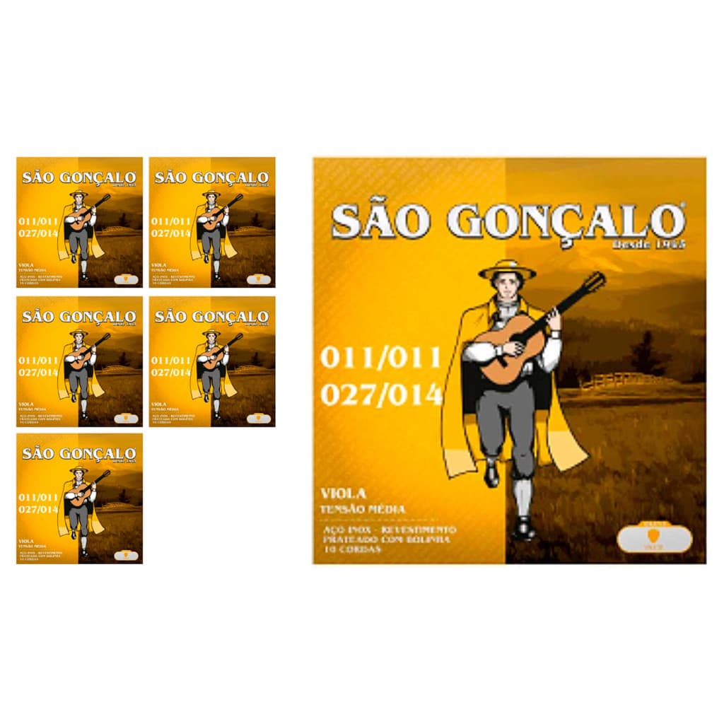 Kit 6 Jogos de corda Viola cebolao Ré media 011 São Gonçalo