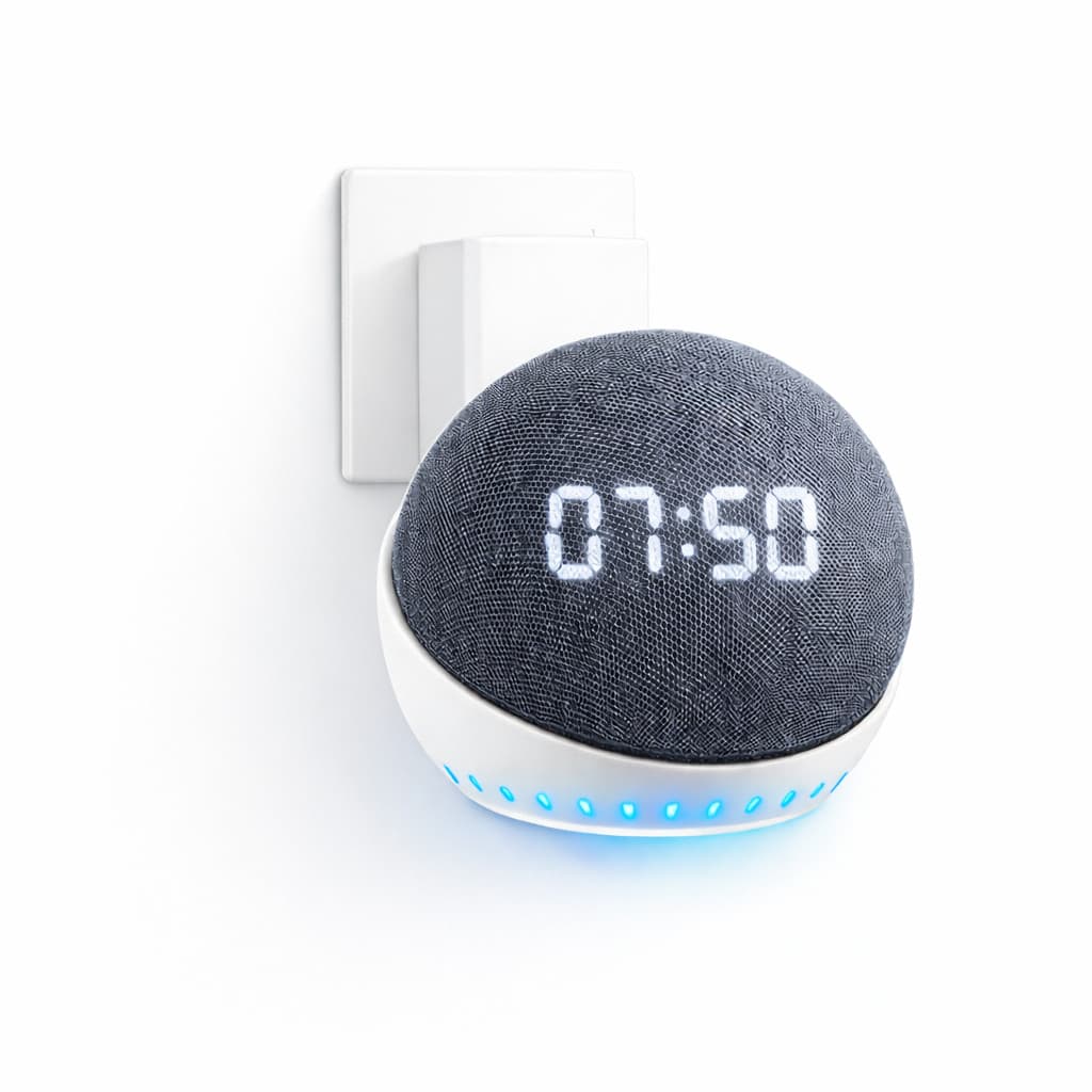 Suporte Tomada Alexa Echo Dot 4/5 Geração Paraede com Acabamento Moderno e Discreto