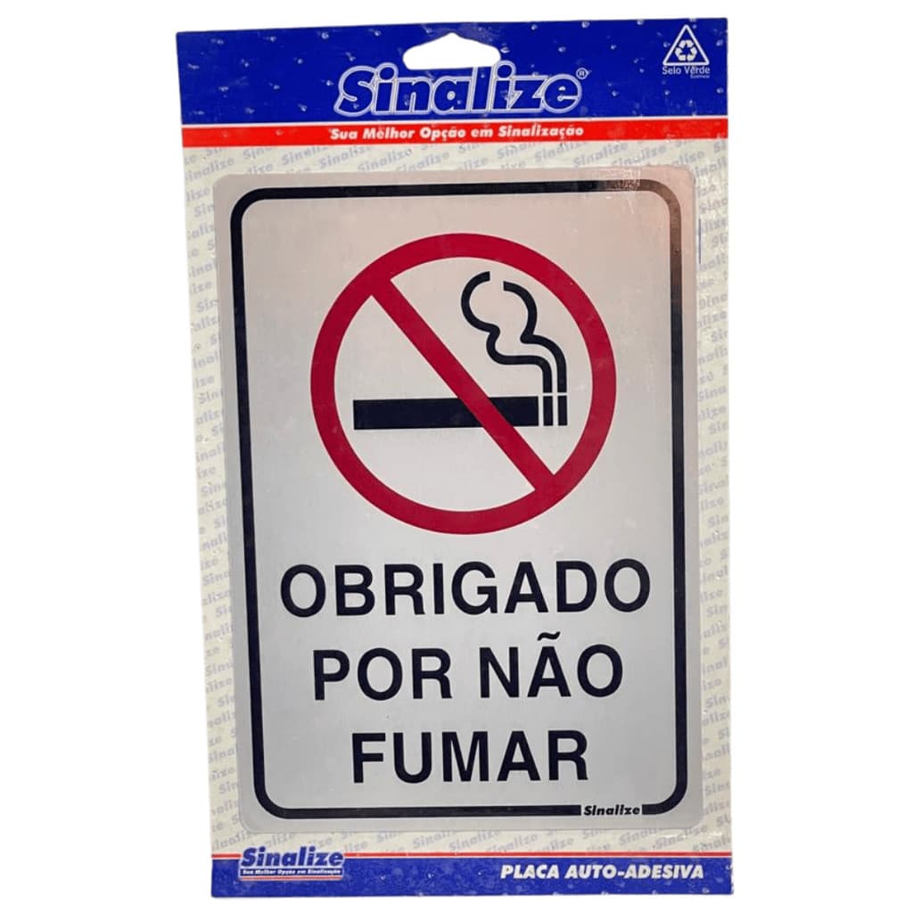 Placa Sinalização Sinalize Obrigado Por Não Fumar 16X23CM