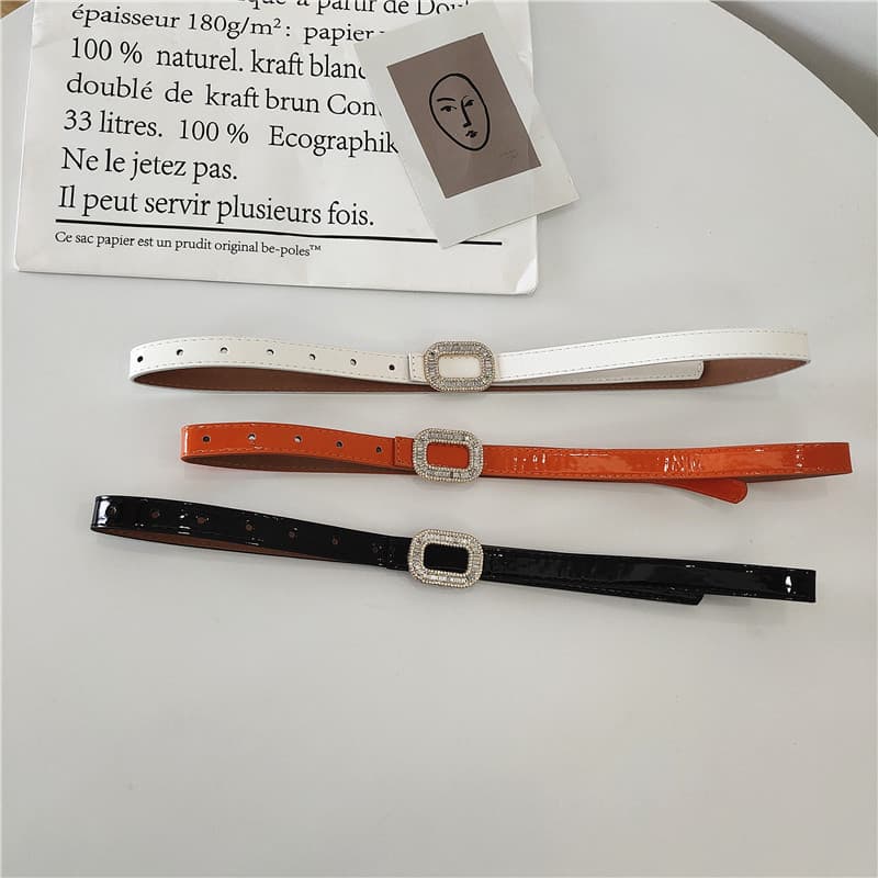Cinto feminino simples fivela redonda All-Match coreano Oval diamante fivela Retro bf estilo pino fivela único na moda c