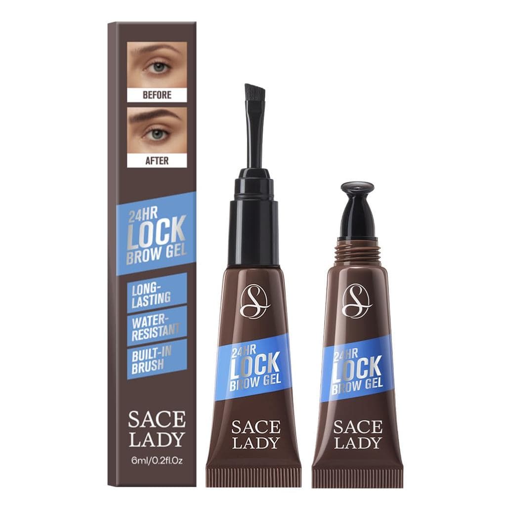 SACE LADY Gel para Sobrancelhas com Fixação 24H, Gel para Sobrancelhas à Prova d'Água Marrom com Pincel Integrado, Maqui