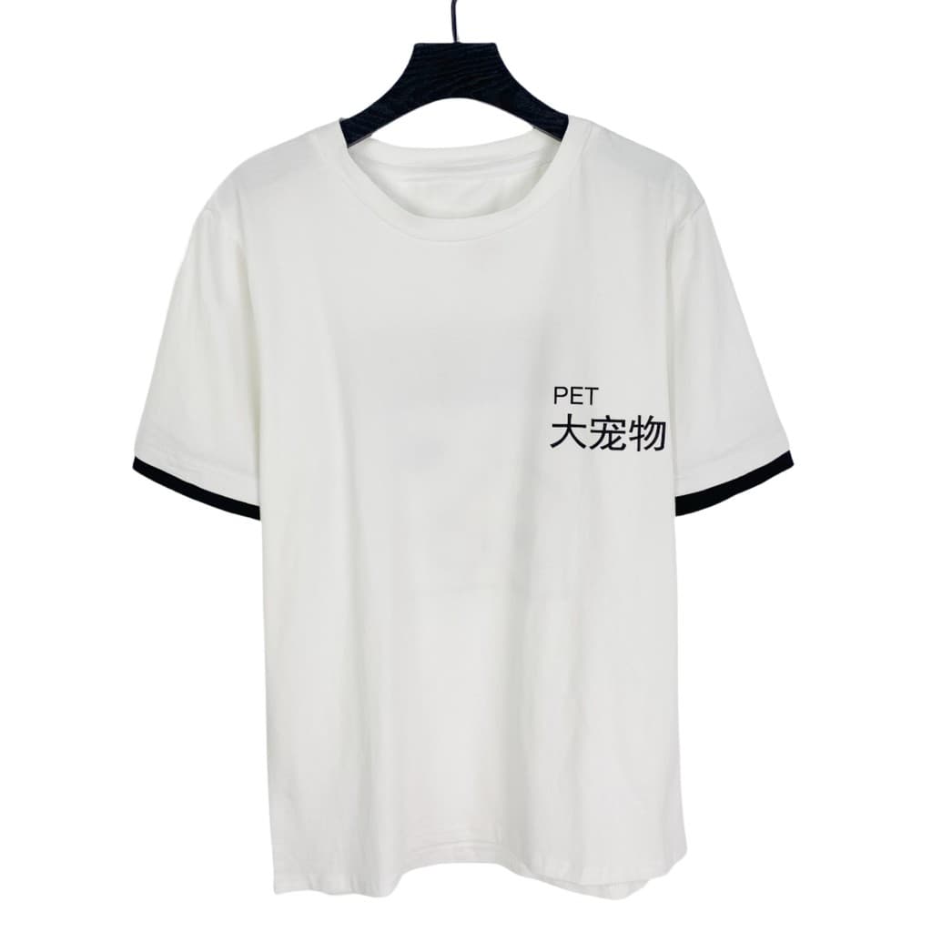 C6013 novo estilo feminino em torno do pescoço bonito dos desenhos animados impressão cor combinando manga curta redução