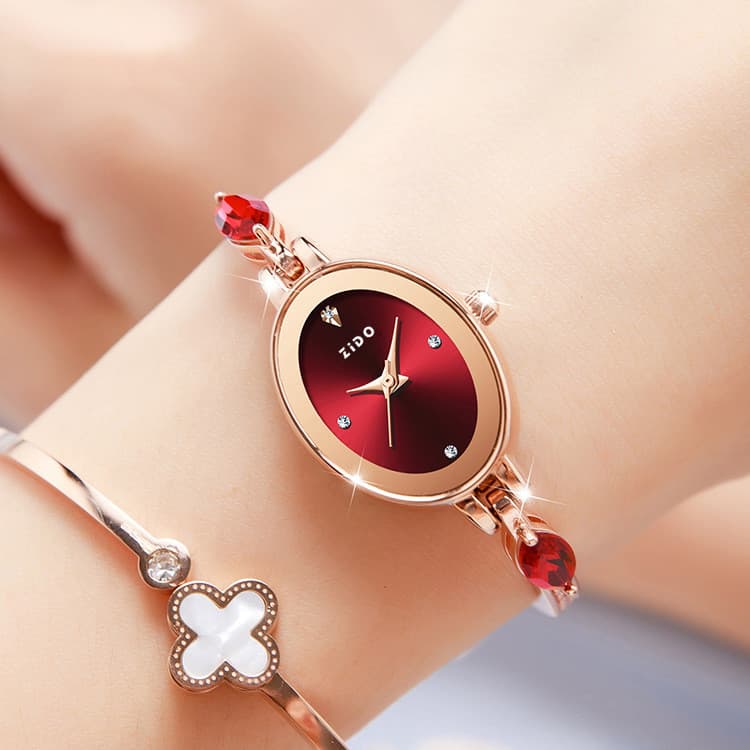 ZIDO marca simples elegante luz luxo nicho cravejado de diamantes esportes quartzo Oval presente senhoras relógio