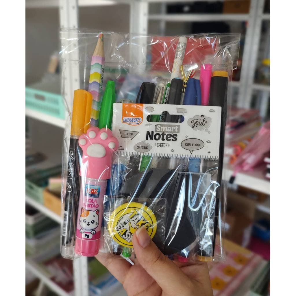 Kit 15 Itens Sortidos de Papelaria