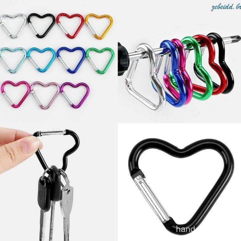 zebeidd Conjunto 10 Chaveiros Mosquetão Metal Designs Coração , Convenientes Para Aventuras Ar E O