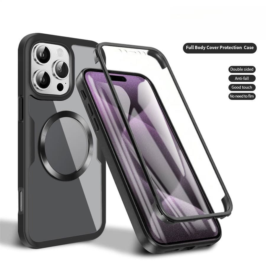 Capa Completa À Prova De Choque Para iPhone Air 17 16 15 14 13 Pro Max Plus Transparente De Carregamento Sem Fio