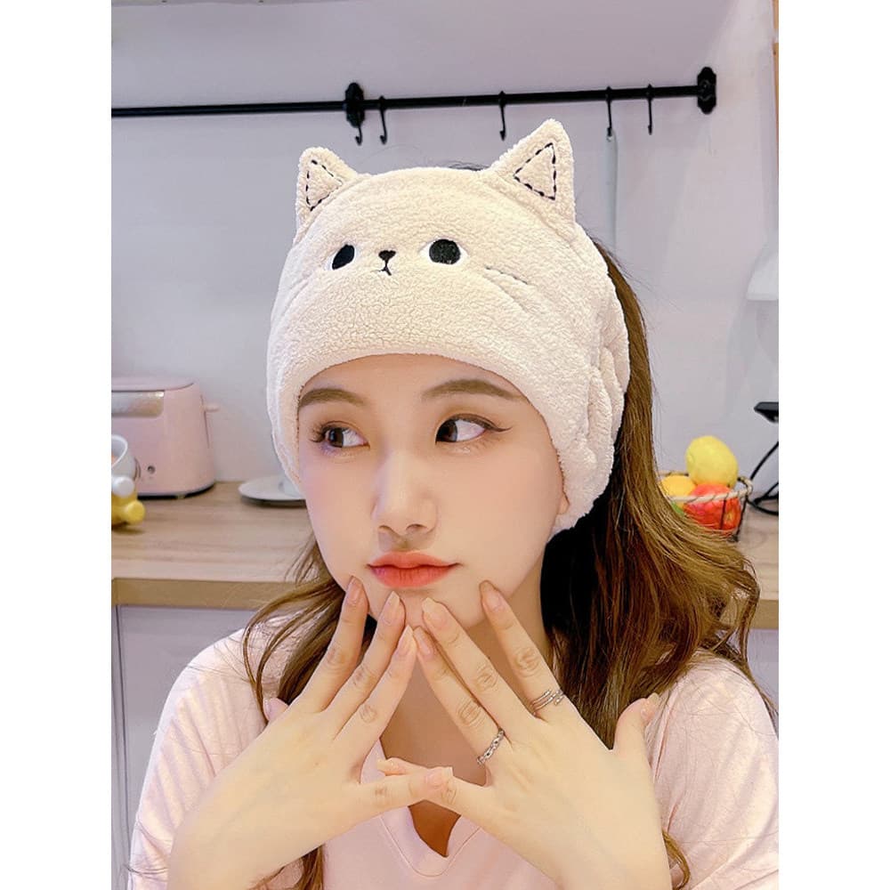 2026 novo estilo dos desenhos animados bandana rosto lavagem bandana meninas removedor de maquiagem capa de cabelo Coral