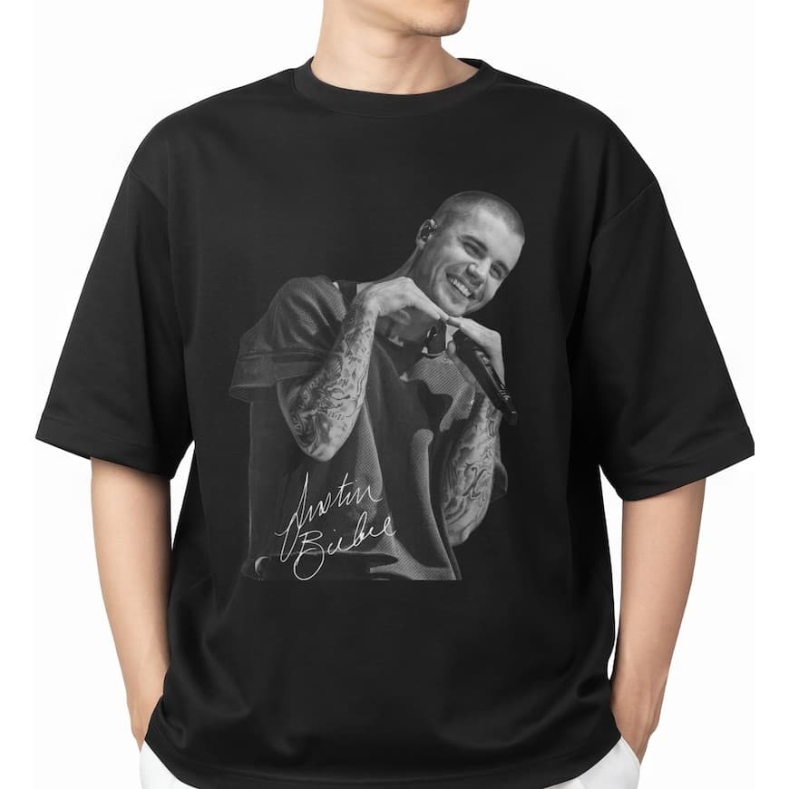 Music.Soul Camiseta Unissex Justin Bieber Estampa Logo Fan Confortável Divertida Estilosa Casual