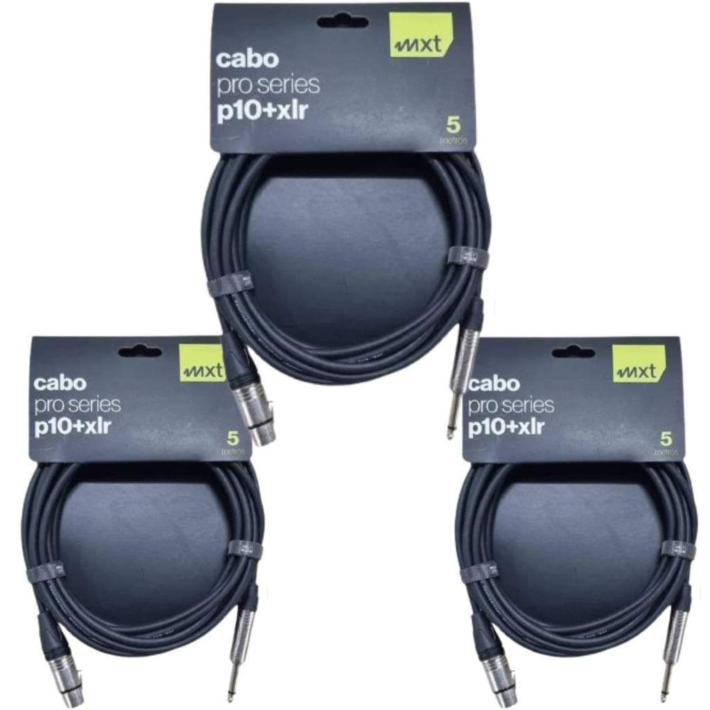 kit 3 Cabo XLR Macho x  XLR Fêmea Balanceado Pro Series 5 Metros