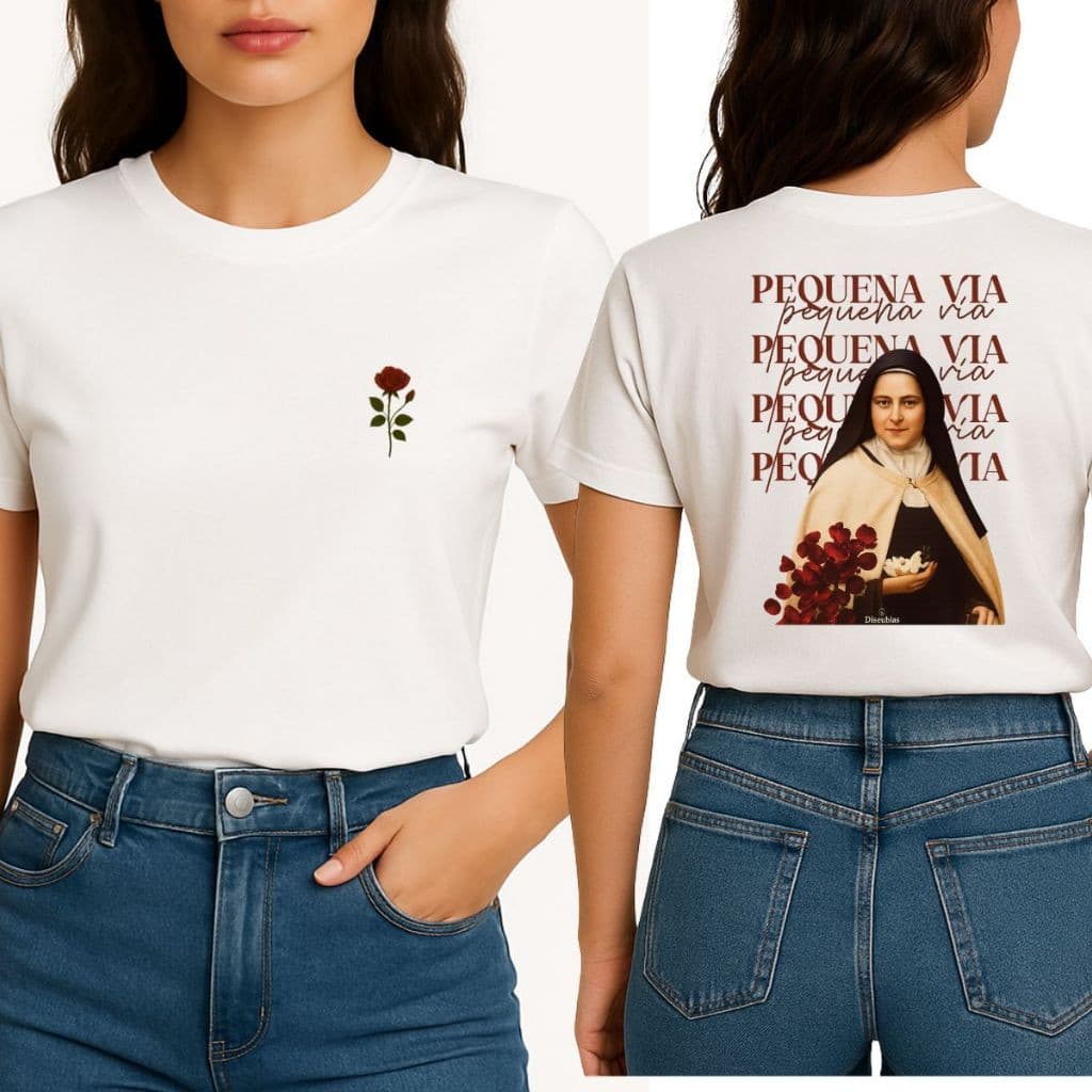 [Camiseta Premium em Algodão Puro]CC Feminina Estampa Católica Fé Santa Teresinha Estilosa Básica