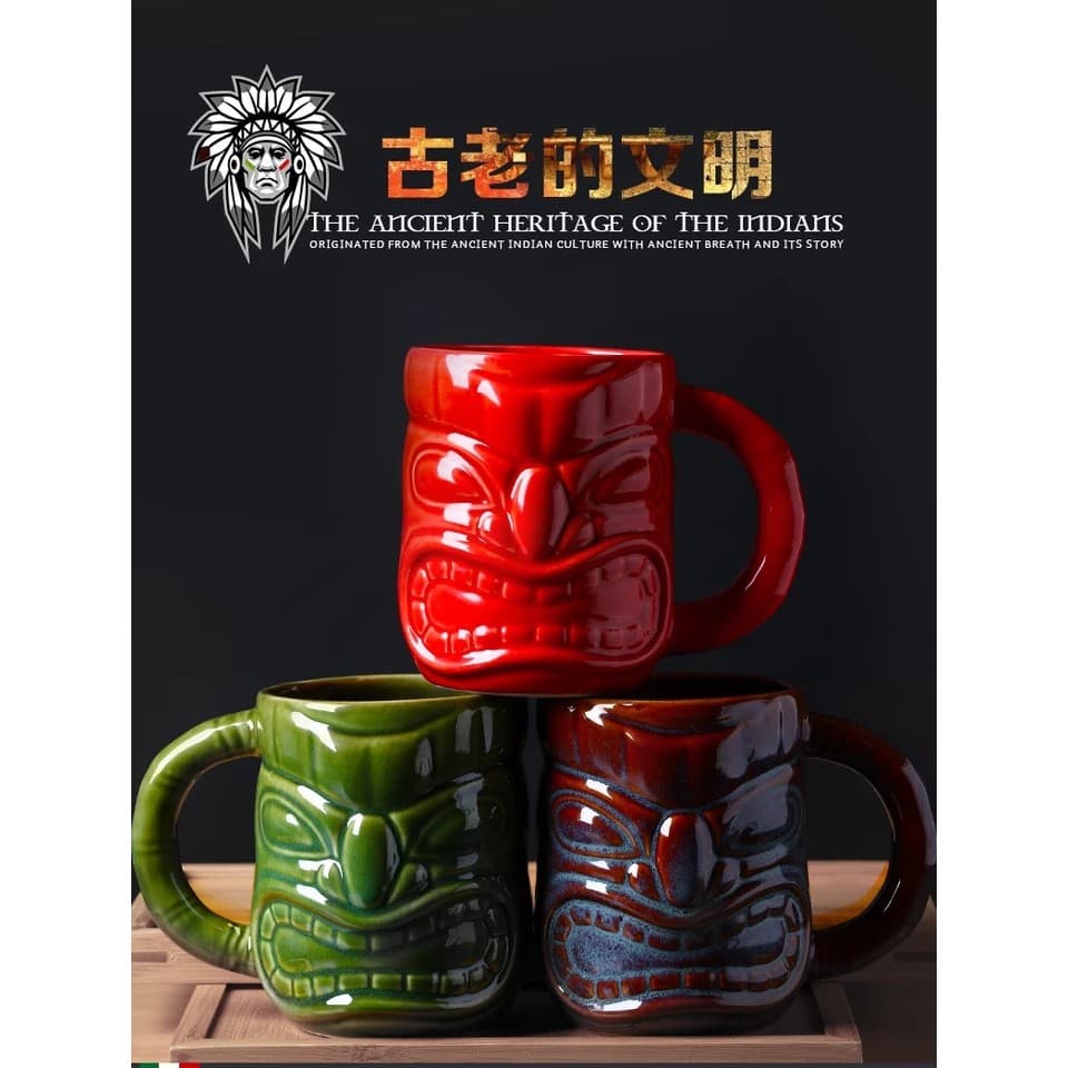 Bar reunindo estátua careta copo tiki copo de cerâmica criativo único tiki copo Cocktail vidro