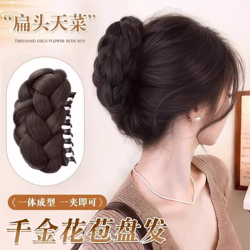 Bola cabeça peruca Grab Clip feminino Natural fofo flor Bud cabeça cabelo ferramenta útil torção trança trançado peruca