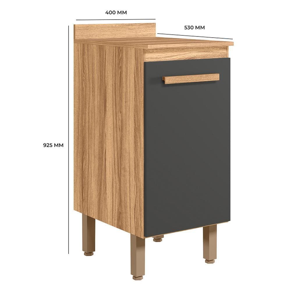 Balcão Cozinha Intenza 40cm 1 Porta Freijó/Chumbo - Nicioli