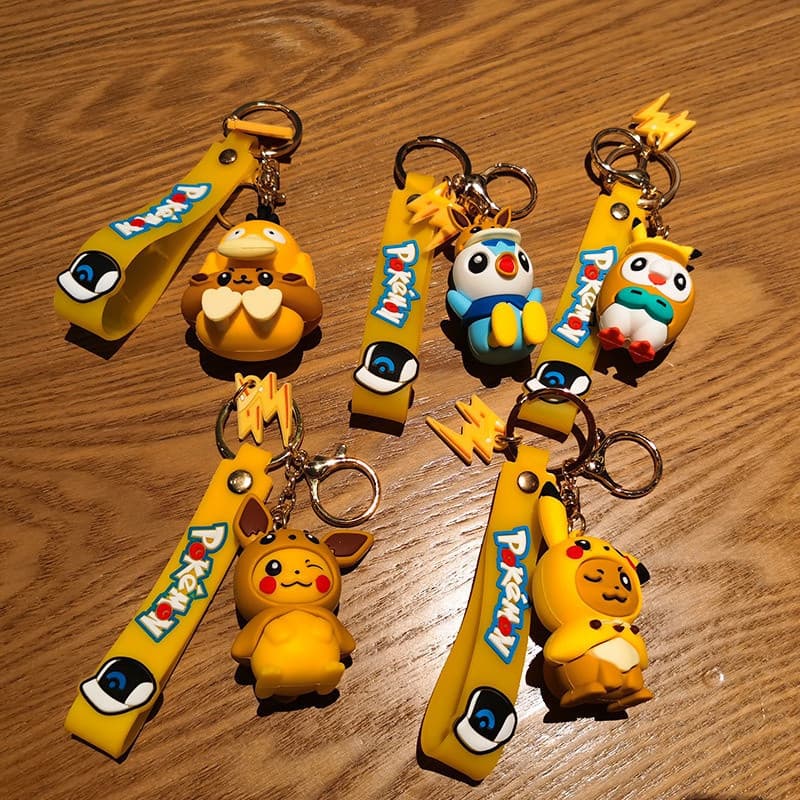 Novo Kawaii Anime Pokemon Chaveiro Cute Psyduck Pikachu Car Key Ring Backpack Pendant Ornamentos Jóias Presentes Para