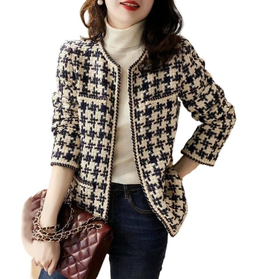 Casaco de tweed feminino para o início do outono XJN