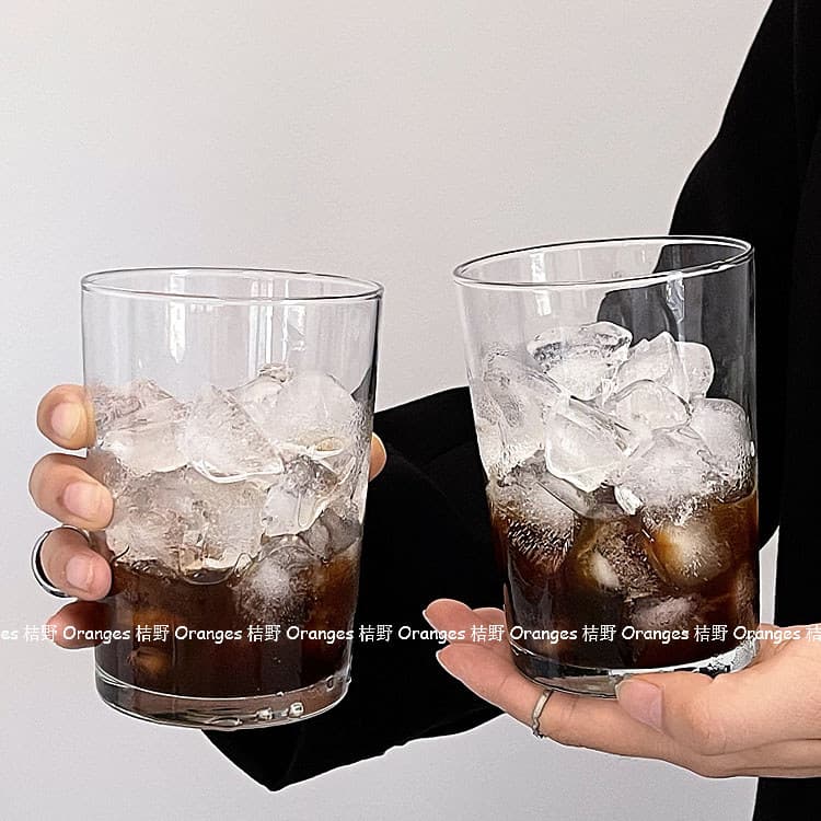 Laranjas cafeteria vidro transparente simples copo de água gelado Latte xícara de café bebida copo de suco copo de bebid