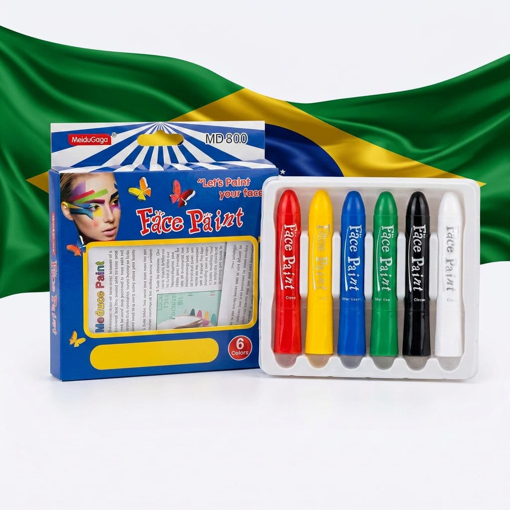 Pintura Rosto Guache Lápis de Cera Caneta Facial Kit com 6 cores - XL